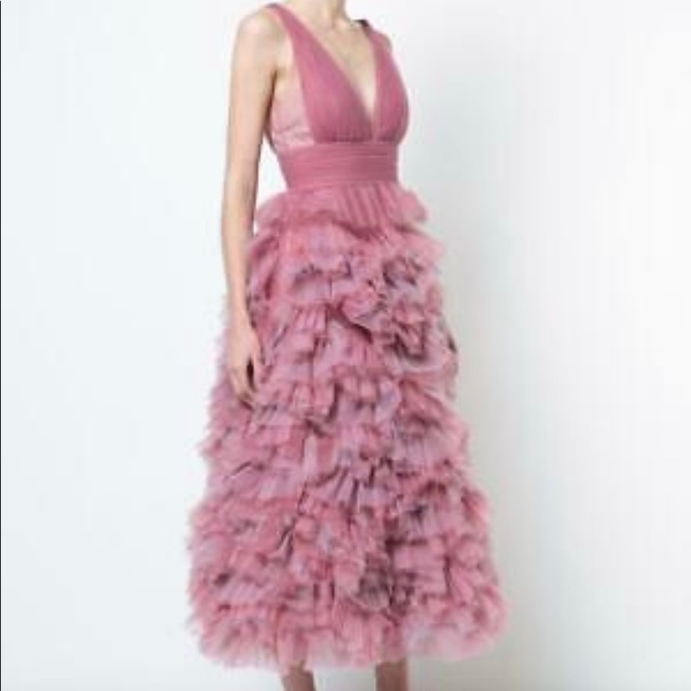 Marchesa Pink Ruffled Dress